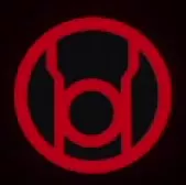 Red Lantern Corps emblem with an angular red symbol inside a circle.