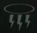 Gray halo ring with three lightning bolts.
