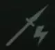 Gray diagonal lance and lightning icon.