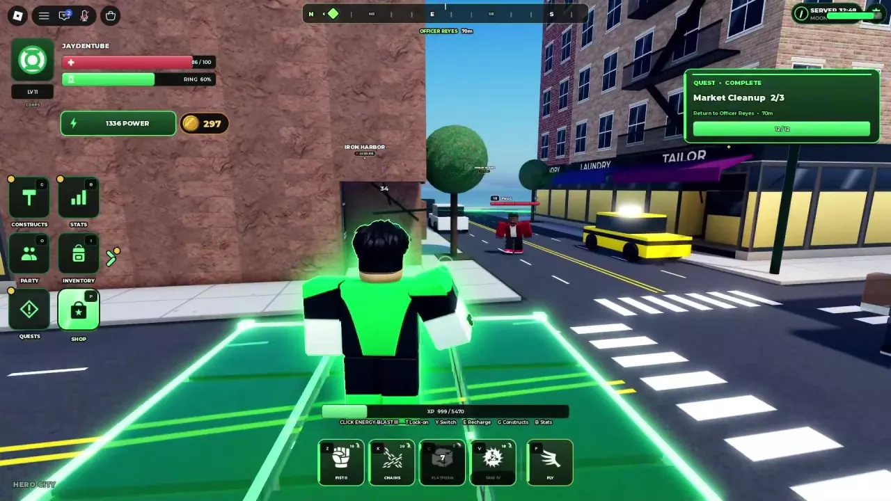 Market Cleanup 2/3 shows COMPLETE and 12/12 while still directing the player to Officer Reyes.