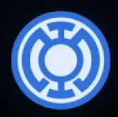 Blue Lantern Corps emblem with a white segmented circular design.