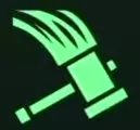Green swinging hammer icon for Construct Hammer.