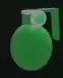 Green round grenade with a top lever.