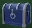 Blue Uncommon Chest with silver bands and a front lock.